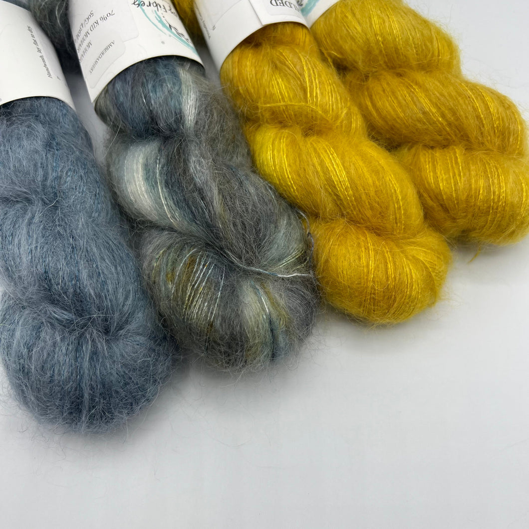 Steeled Blue/Amberdashery/Gilded Mohair Yarn set